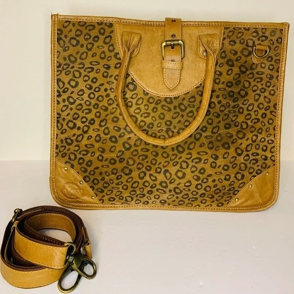 Vaan & Co Jade Mixed Animal Print Suede and Leather Up Cycled Messenger …